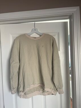 ZYIA Striped Long Sleeve Top in Cream and Sage